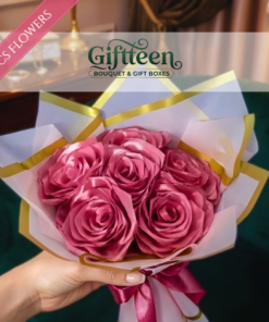 6 Pcs Satin Fabric Flower Bouquet