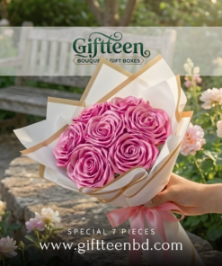 7 Pcs Satin Fabric Flower Bouquet